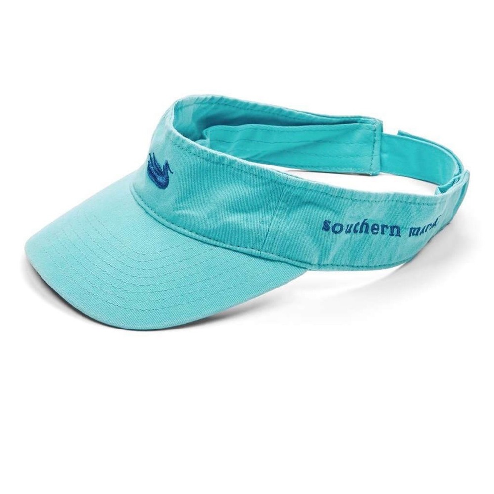 Southern Marsh Mens Aqua Blue Cotton Canvas Visor Adjustable Duck Logo Hat